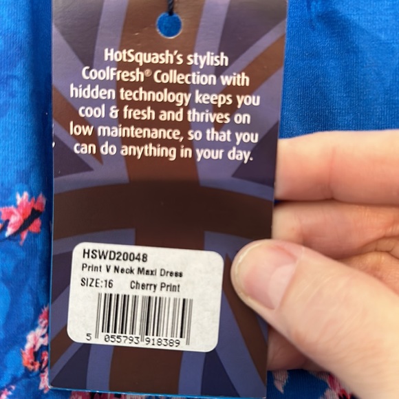 Hotsquash London maxi dress sz 12 (US) w belt NWT cherry blossom print - Picture 8 of 9